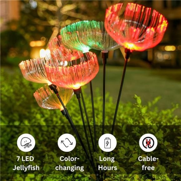 2 Pack, Solar Christmas Lights Outdoor Waterproof Color Changing Lights 7 LED - Picture 3 of 6